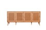 Hanah Home Consola de Roble con Patas de Metal y Tejido de Yute, 180x81x41 cm